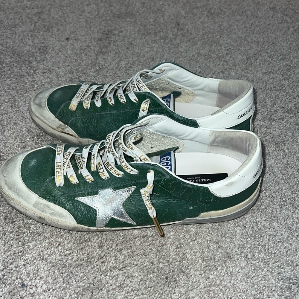 Golden Goose Green Men's Superstar Penstar Leather Low-top Trainers